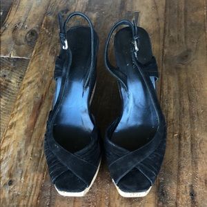 Prada black suede platform sandals sz 39 or 9